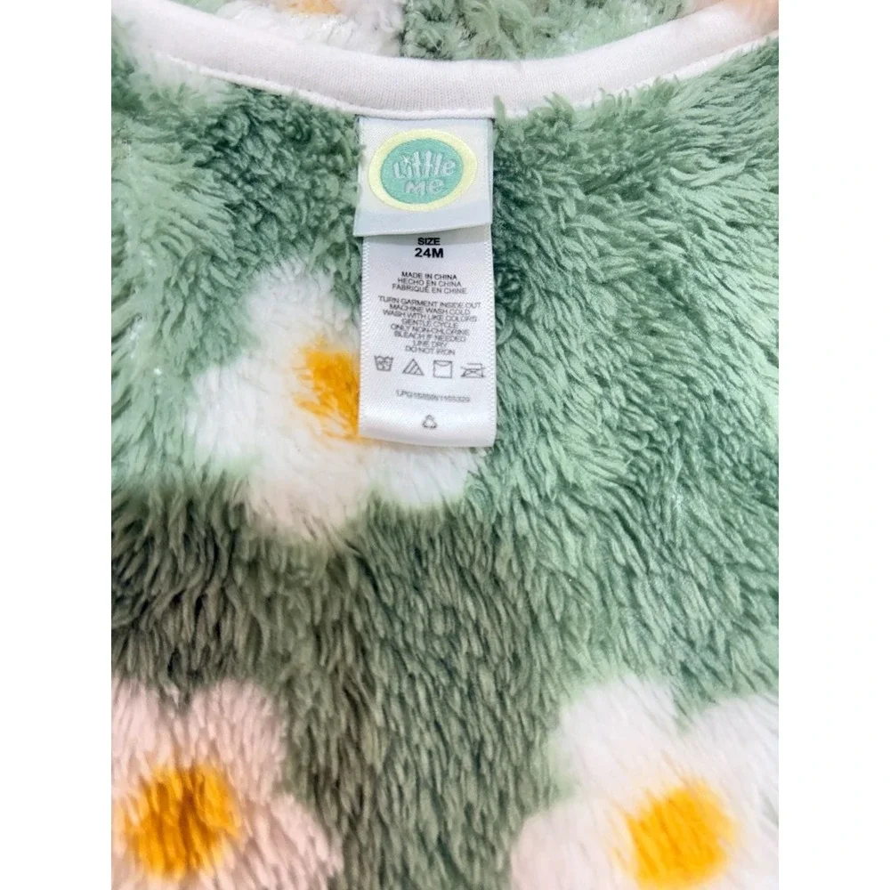 Little Me Baby Girls Green Daisy Fleece Zip Up Hoodie Jacket 24M
